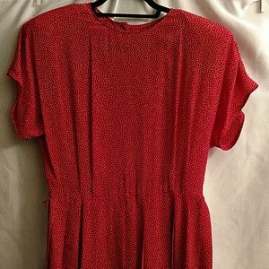 Vintage  Red and white polka dot  silk dress